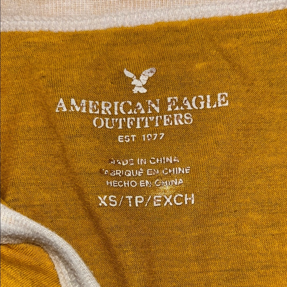 (Copy) American Eagle Outfitters Mustard Y2K Tee with White Trim - Picture 2 of 2